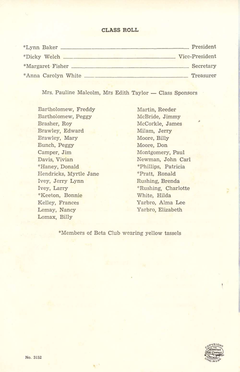 DHS 1962 Graduation Program